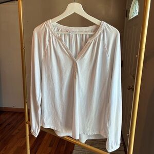 Charter Club White Long-Sleeve V-Neck Peasant Blouse